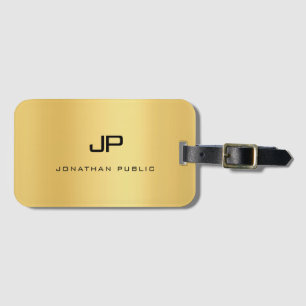 Faux Guld Modern Monogram-mallglöd Bagagebricka