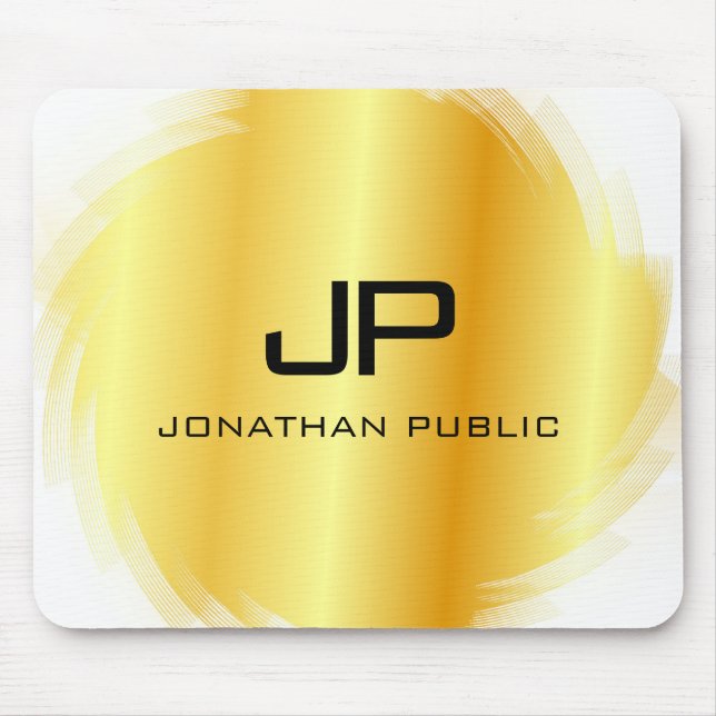 Faux Guld Modern Monogrammed Elegant-mall Musmatta (Framsidan)