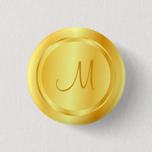 Faux Guld Modern Monogrammed Template Elegant Knapp