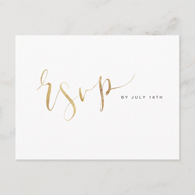 Faux Guld Modern Simple Script bröllop OSA Inbjudan Vykort (Framsida)