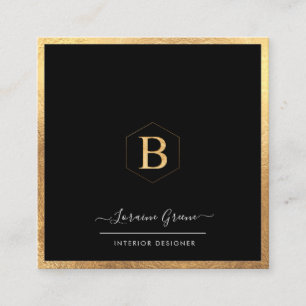 FAUX GULD MONOGRAM, HONEYCOMB DIY FÄRG FYRKANTIGT VISITKORT