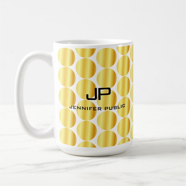 Faux Guld Monogram-Personlig mall Kaffemugg (Vänster)