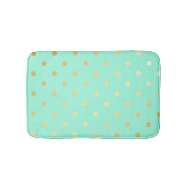 faux guld mynta polka dots badrumsmatta (Framsidan)