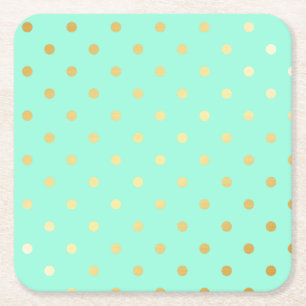 faux guld mynta polka dots underlägg papper kvadrat