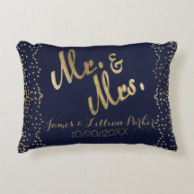 Faux Guld Navy Blue Mr. och Monogram Bröllop
