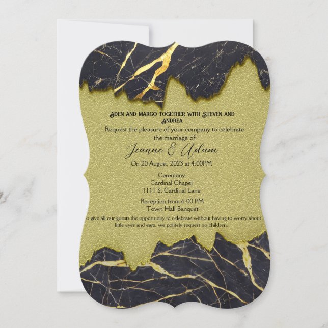Faux Guld och Black Marble Wedding OSA (Framsida)