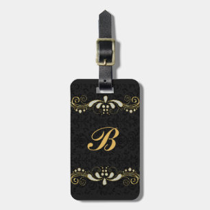 Faux Guld och Glitter Blommigt Snöre Bagagebricka