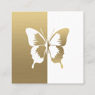 Faux Guld och White Färg Butterfly Fyrkantigt Visitkort
