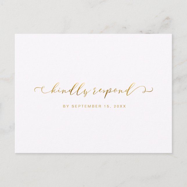 Faux Guld och White Osa Calligraphy Meal Choice Inbjudan Vykort (Framsida)