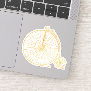 Faux Guld Old Fashired Unicycle Line Teckning Klistermärken