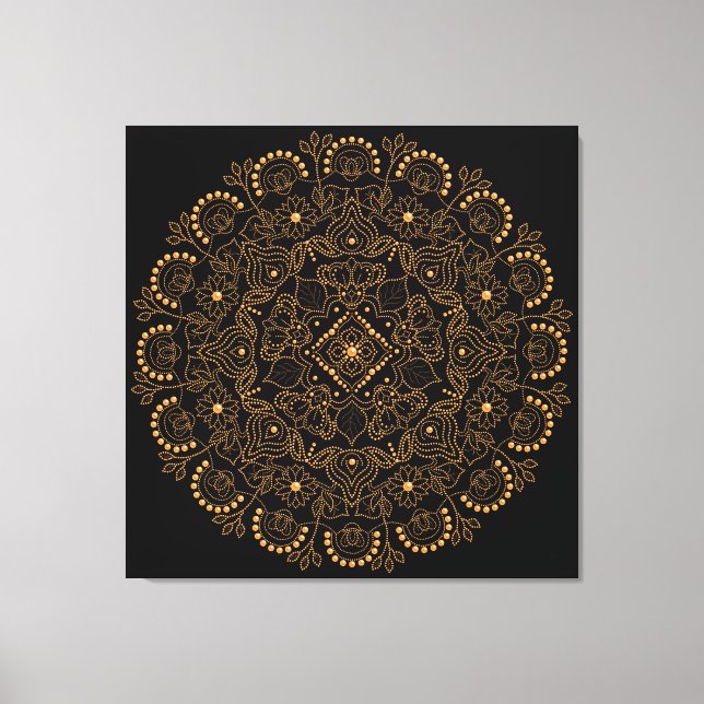 Faux Guld Pearl Bead Mandala Canvastryck (Framsida)