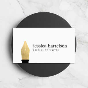 Faux Guld Pen Nib Logotyp for Writers, Authers, Au Visitkort
