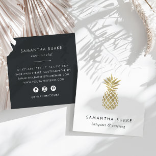 Faux Guld Pineapple Fyrkantigt Visitkort