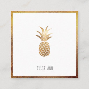 FAUX GULD PINEAPPLE FYRKANTIGT VISITKORT