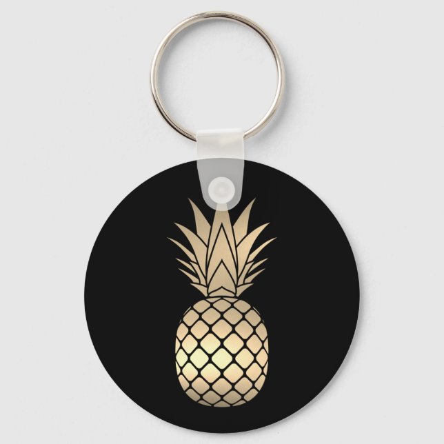 Faux Guld Pineapple Keychain Nyckelring (Framsida)