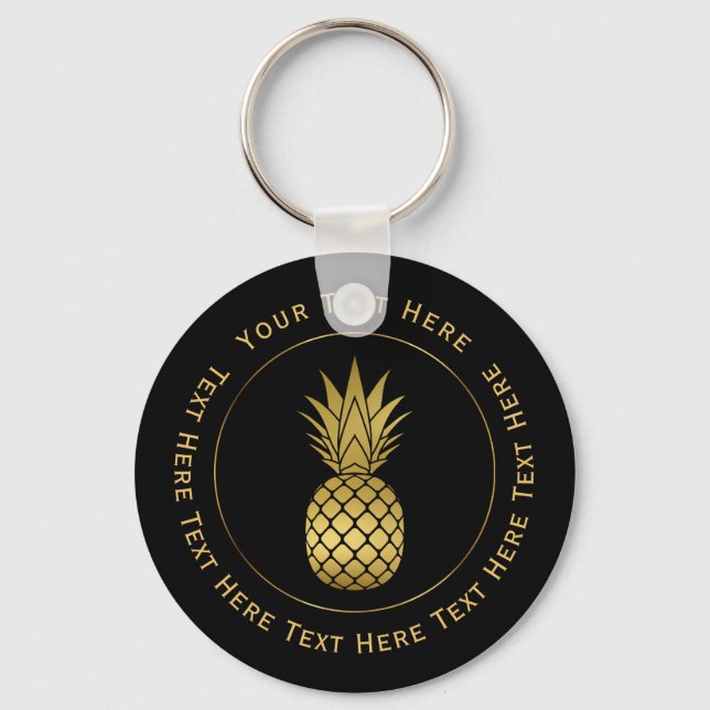 Faux Guld Pineapple Keychain Nyckelring (Framsida)