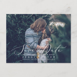 Faux Guld Pineapple Photo Save Date Vykort