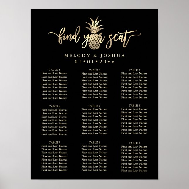 FAUX GULD PINEAPPLE PLACERING POSTER (Framsidan)