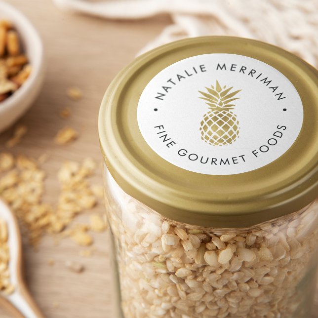 Faux Guld Pineapple Runt Klistermärke (Skapare uppladdad)