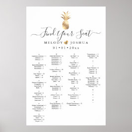 FAUX GULD PINEAPPLE SEATCHART, ALFABETISKT POSTER