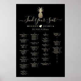 FAUX GULD PINEAPPLE SEATCHART, ALFABETISKT POSTER
