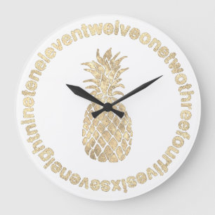 faux guld pineapple stor klocka
