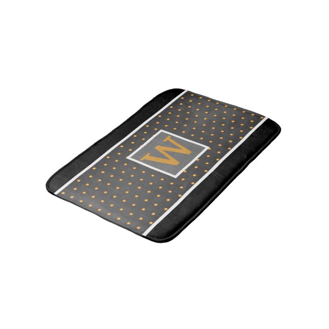 Faux Guld Polka dots på Grått Gradient Badrumsmatta (Vinklad)