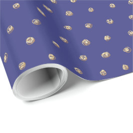 Faux Guld Polka dots på Mörk Periwinkle Blue Presentpapper