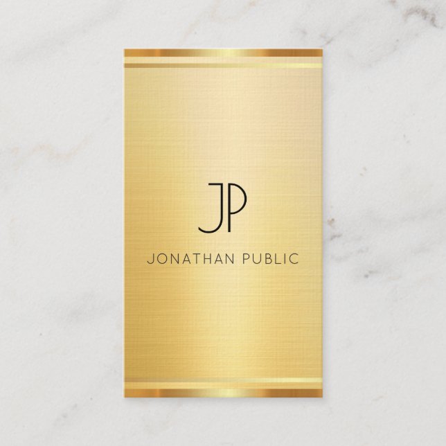 Faux Guld Premium Linen Lodrät Template Luxury Visitkort (Framsida)