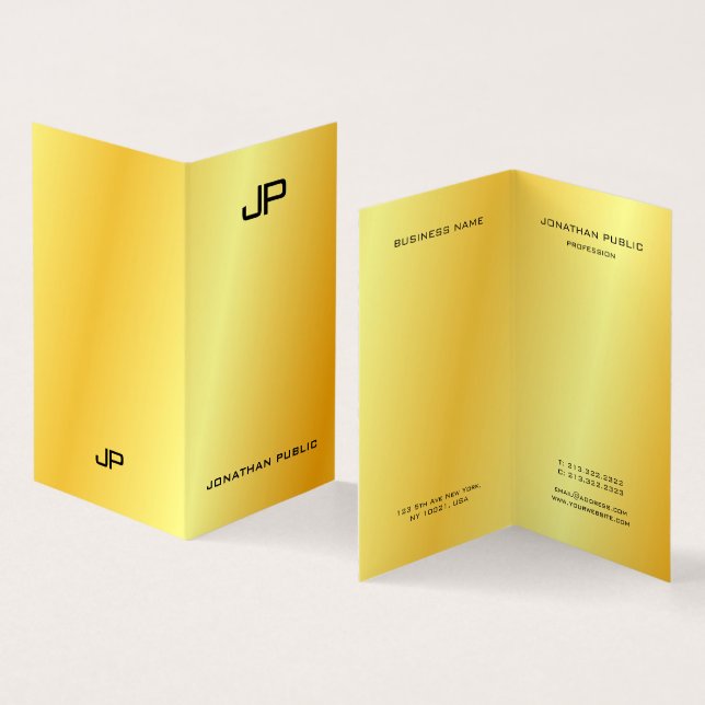 Faux Guld Professionell Elegant Modern Monogram Visitkort (In- och utsida)