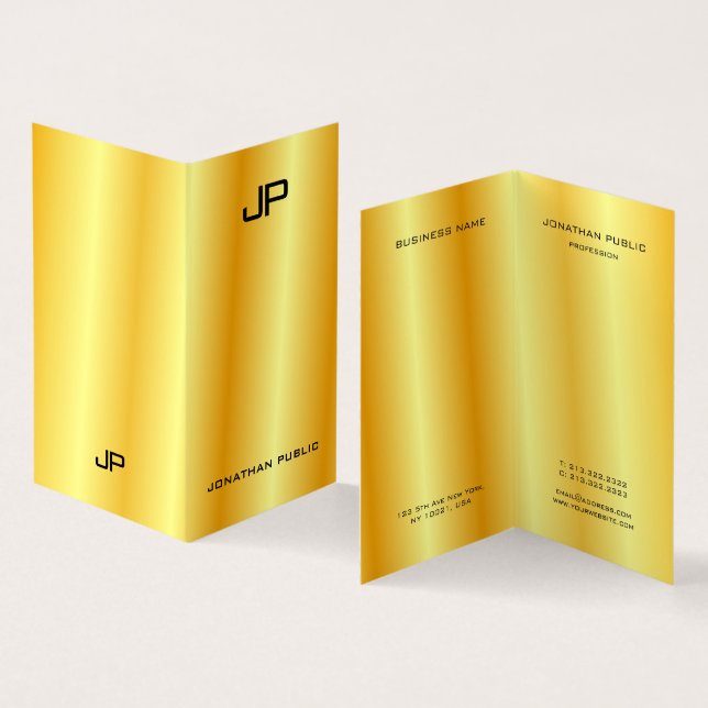 Faux Guld Professionell Elegant Modern Monogram Visitkort (In- och utsida)