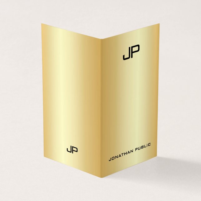 Faux Guld Professionell Elegant Modern Monogram Visitkort (Utsida)
