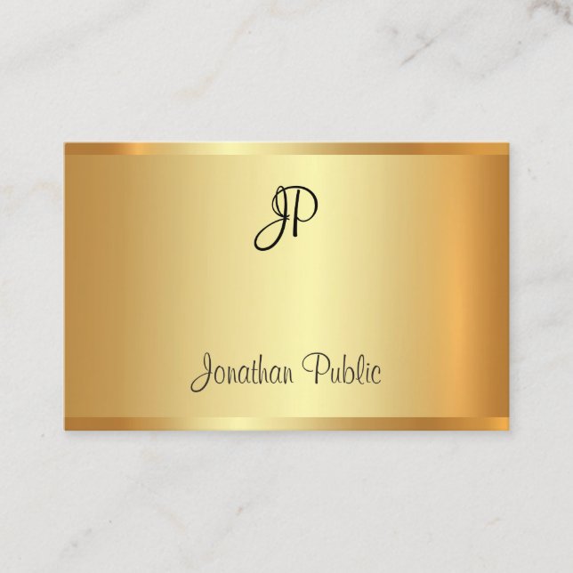 Faux Guld Professionell Handwrite Monogram Modern Visitkort (Framsida)