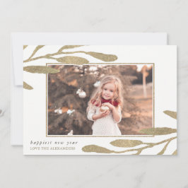 Faux Guld Ram Gott nytt år Photo Julkort