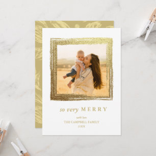 Faux Guld Ram Helgdagar jul Photo White Kort