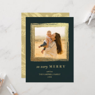 Faux Guld Ram Helgdagars jul - fotfoto Evergreen Kort