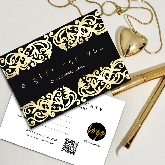 Faux Guld Ram Sparkles on Black gift presentcertif (Skapare uppladdad)