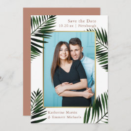 Faux Guld Ram Terracotta Bröllop Photo Spara Datumet