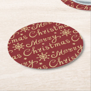 Faux Guld & Red God jul Lettering Underlägg Papper Rund