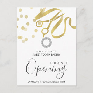FAUX GULD RIBBON CUTTING GRAND OPENTING INVITATION VYKORT