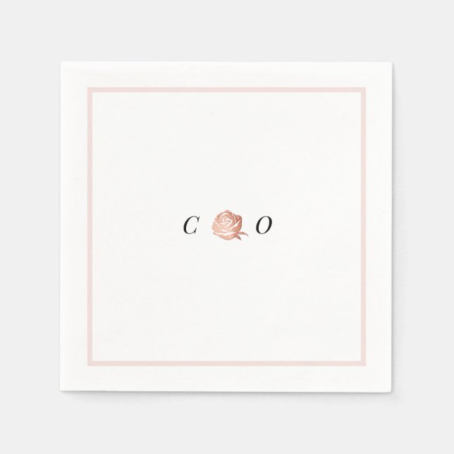 Faux guld ro monogram minimalistisk bröllop pappersservett (Framsidan)