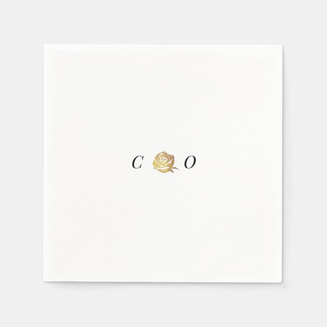 Faux guld ro svartvit minimalistisk bröllop pappersservett (Framsidan)