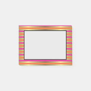 Faux Guld, Rosa & Orange Metallic Rand Post-it Block
