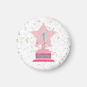 Faux Guld Rosa Teal Trophy Stars Girly Modern Chic Magnet