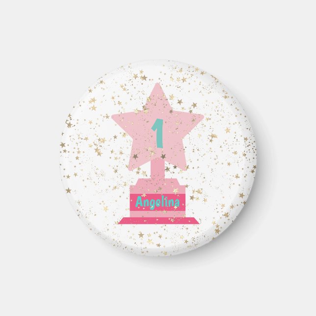 Faux Guld Rosa Teal Trophy Stars Girly Modern Chic Magnet (Framsidan)