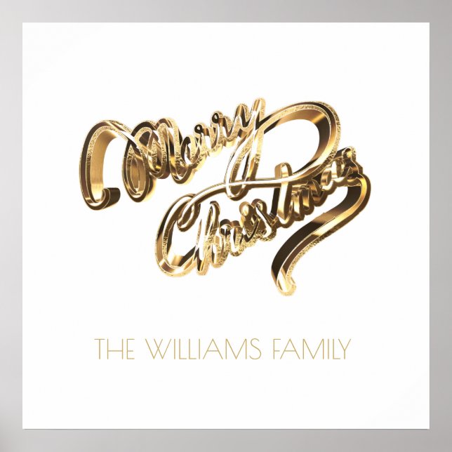 Faux Guld Script Elegant God jul Poster (Framsidan)