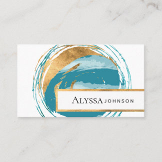 Faux Guld Seal Blue Grönt Earth Globe Visitkort