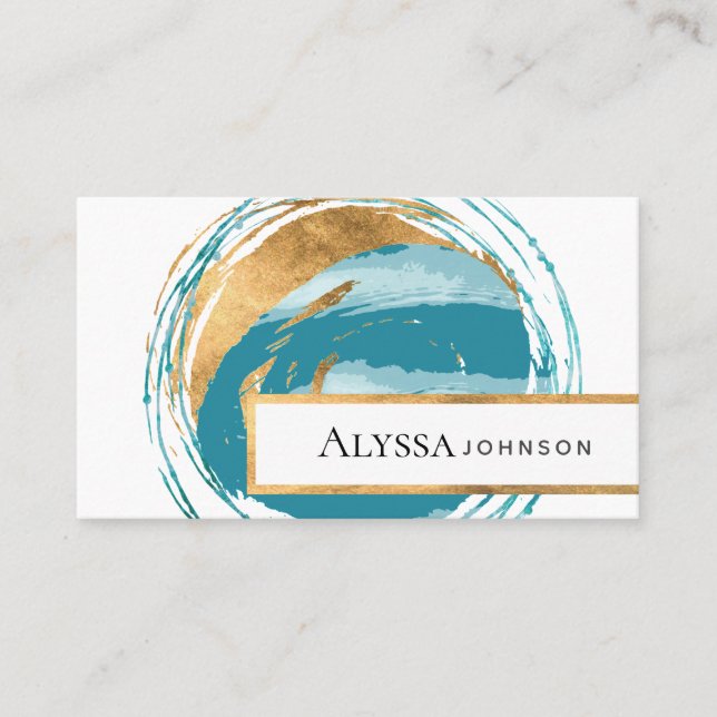 Faux Guld Seal Blue Grönt Earth Globe Visitkort (Framsida)