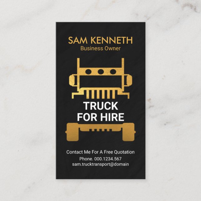 Faux Guld Semi Lastbil Granite Struktur Visitkort (Framsida)