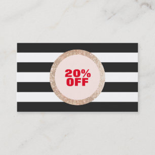 Faux Guld Sequin Black and White Stripe Coupon 2 Rabattkort